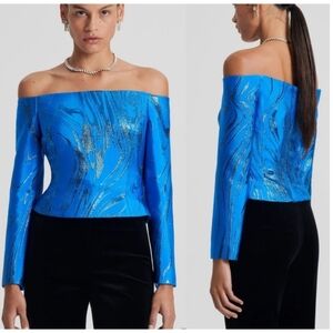 Scanlan Theodore • Sapphire Tinsel Off Shoulder Top